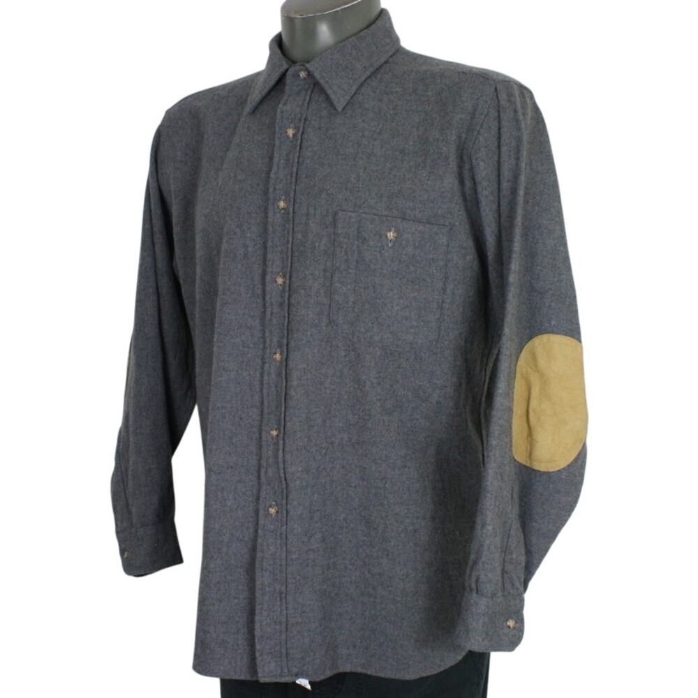 Vintage Pendleton Wool Shirt Mens XL Gray Elbow Patch Made USA
